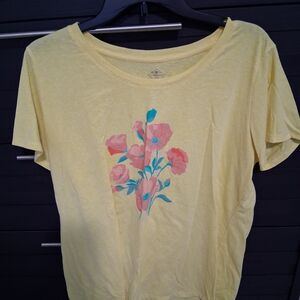 St. John's Bay Yellow Floral Short Sleeve Tee